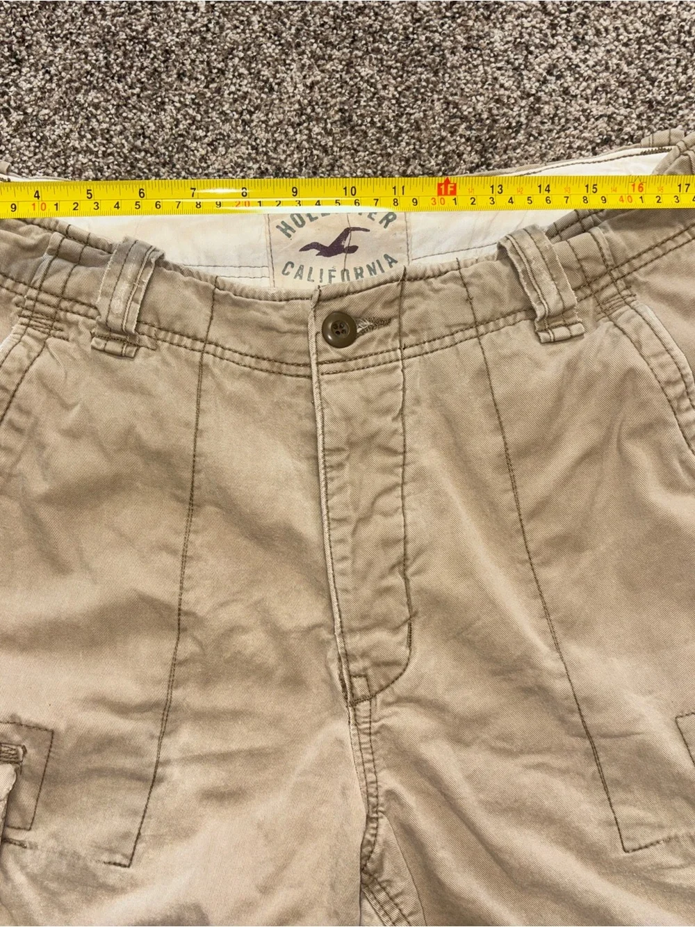 Hollister Cargo Shorts Men's Size 34 Beige Heavy Y2K Pockets Utility Skater Surf